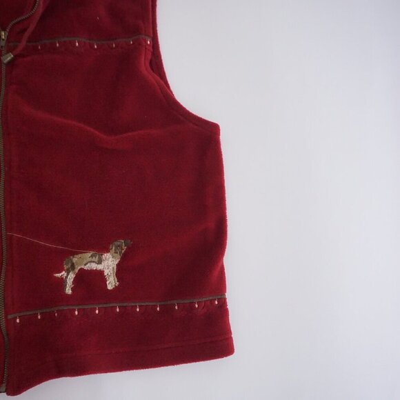 Vintage Classic Editions Maroon Fleece Dog Walker Zip Up Sweater Vest S - Picture 5 of 9
